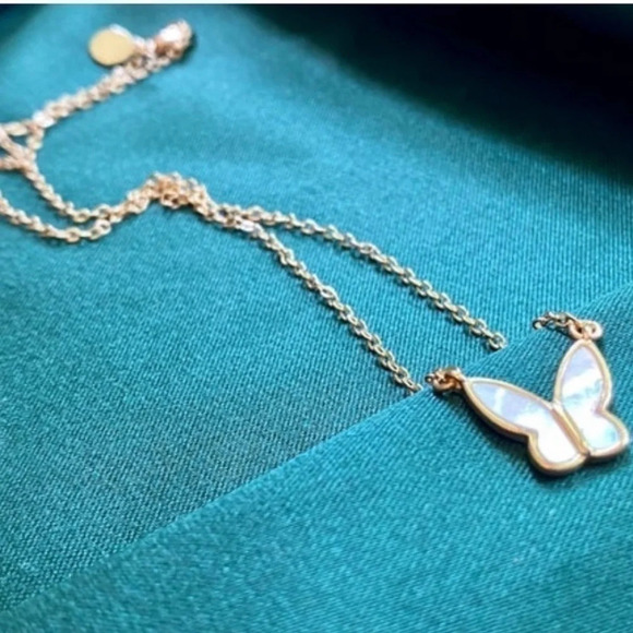 Gold Plated MOP Butterfly Dainty Necklace - Picture 5 of 16